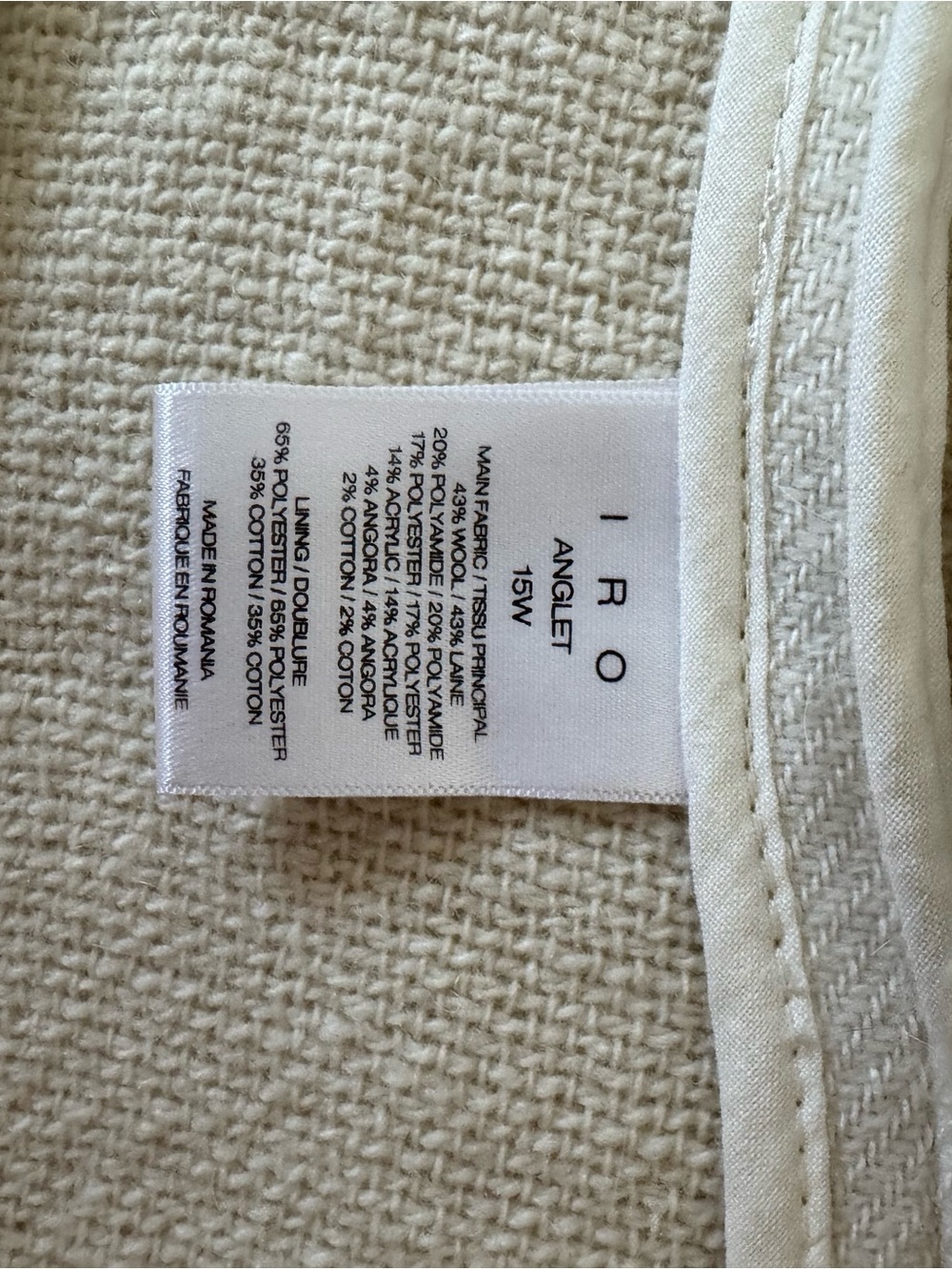 IRO Anglet Ecru Frayed Wool-Blend Jacket – Size 38/M - Picture 6 of 7